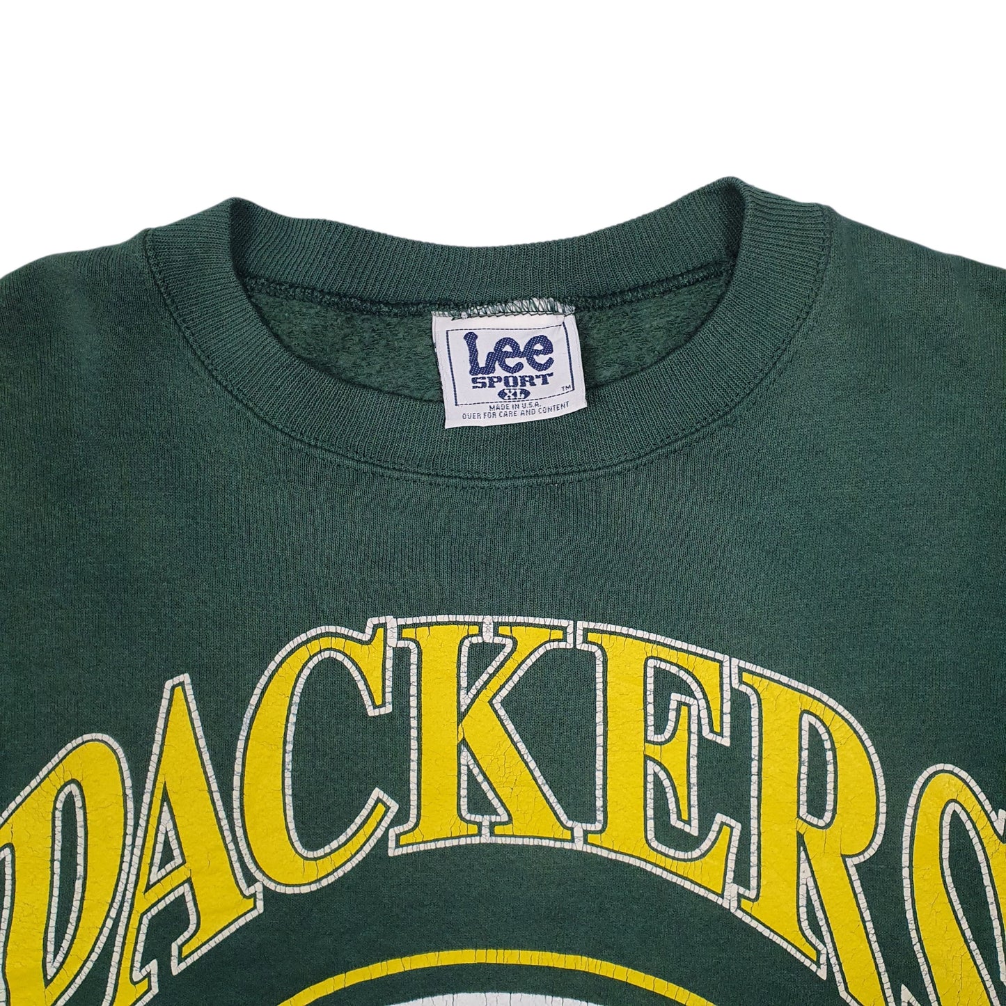 Mens Green Lee Sport Green Bay Packers NFL Nutmeg Mills Vintage 90s Crewneck Jumper