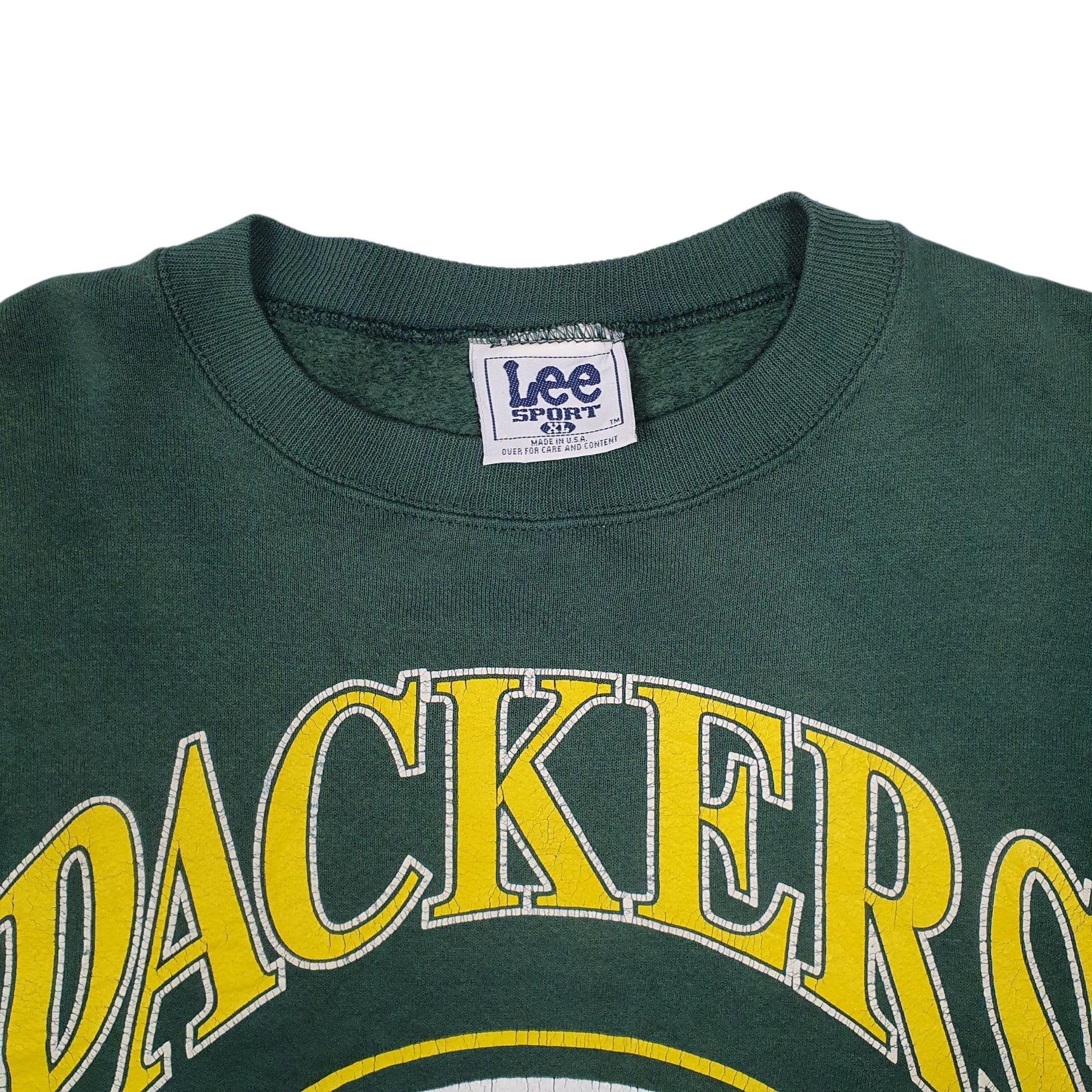 Mens Green Lee Sport Green Bay Packers NFL Nutmeg Mills Vintage 90s Crewneck Jumper