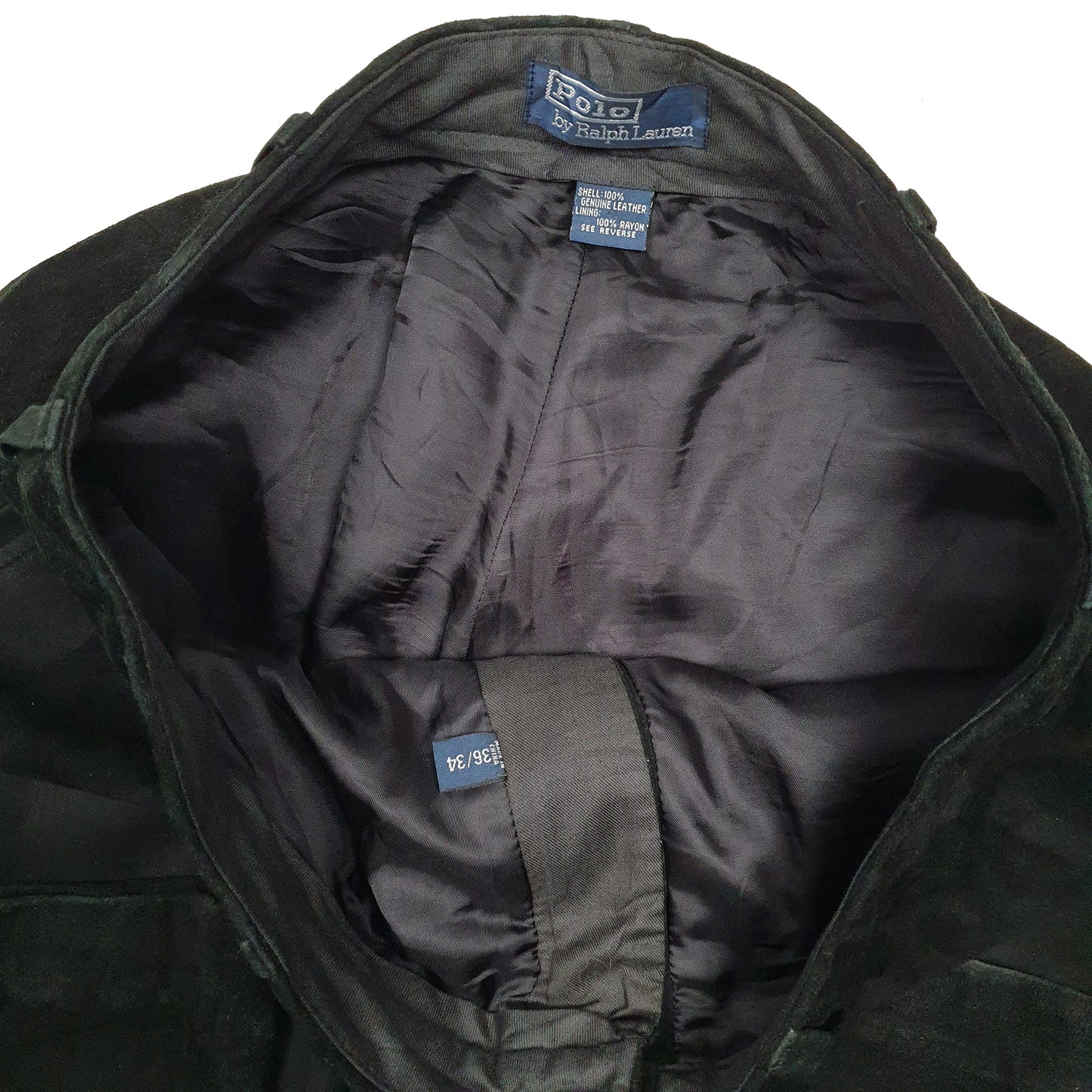 Mens Black Polo Ralph Lauren Suede  Trousers