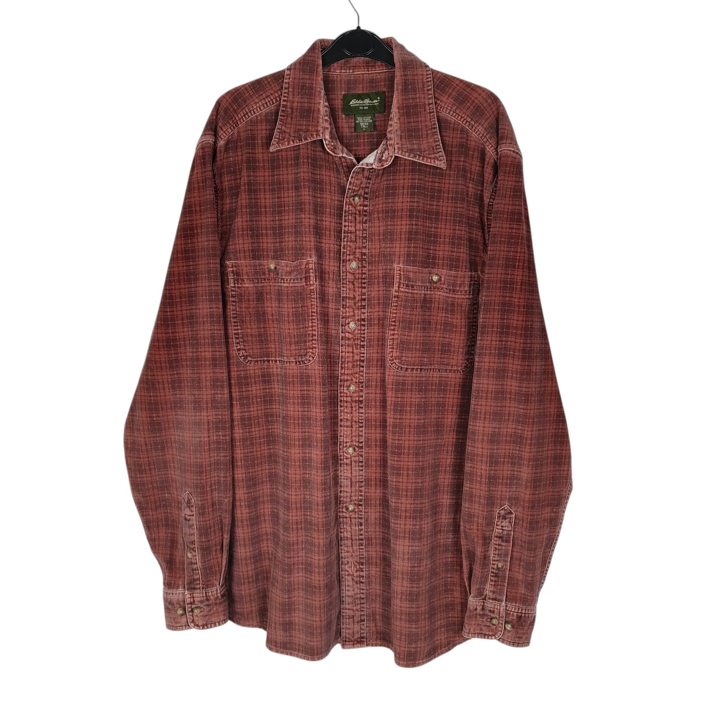 Mens Red Eddie Bauer Corduroy Long Sleeve Shirt