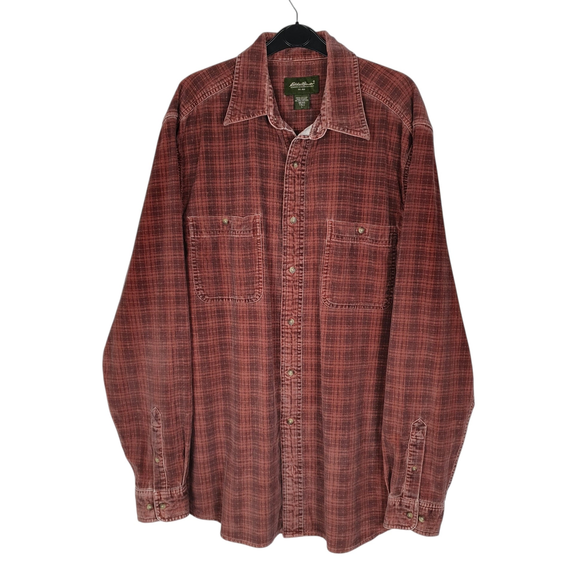 Mens Red Eddie Bauer Corduroy Long Sleeve Shirt