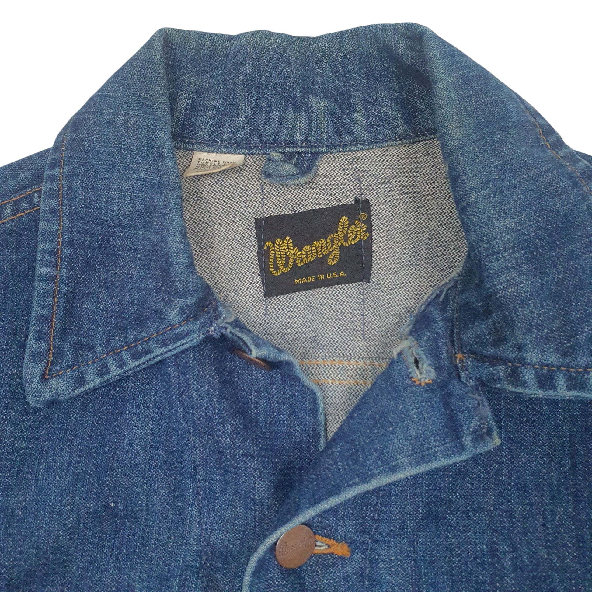 Mens Blue Wrangler Vintage Made In USA Trucker  Coat