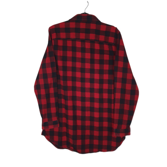 Womens Red L.L.Bean Thick Flannel Plaid Relaxed Fit  Shirt
