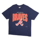 Mens Navy Hanes Single Stitch Vintage 90s MLB Atlanta Braves Short Sleeve T Shirt