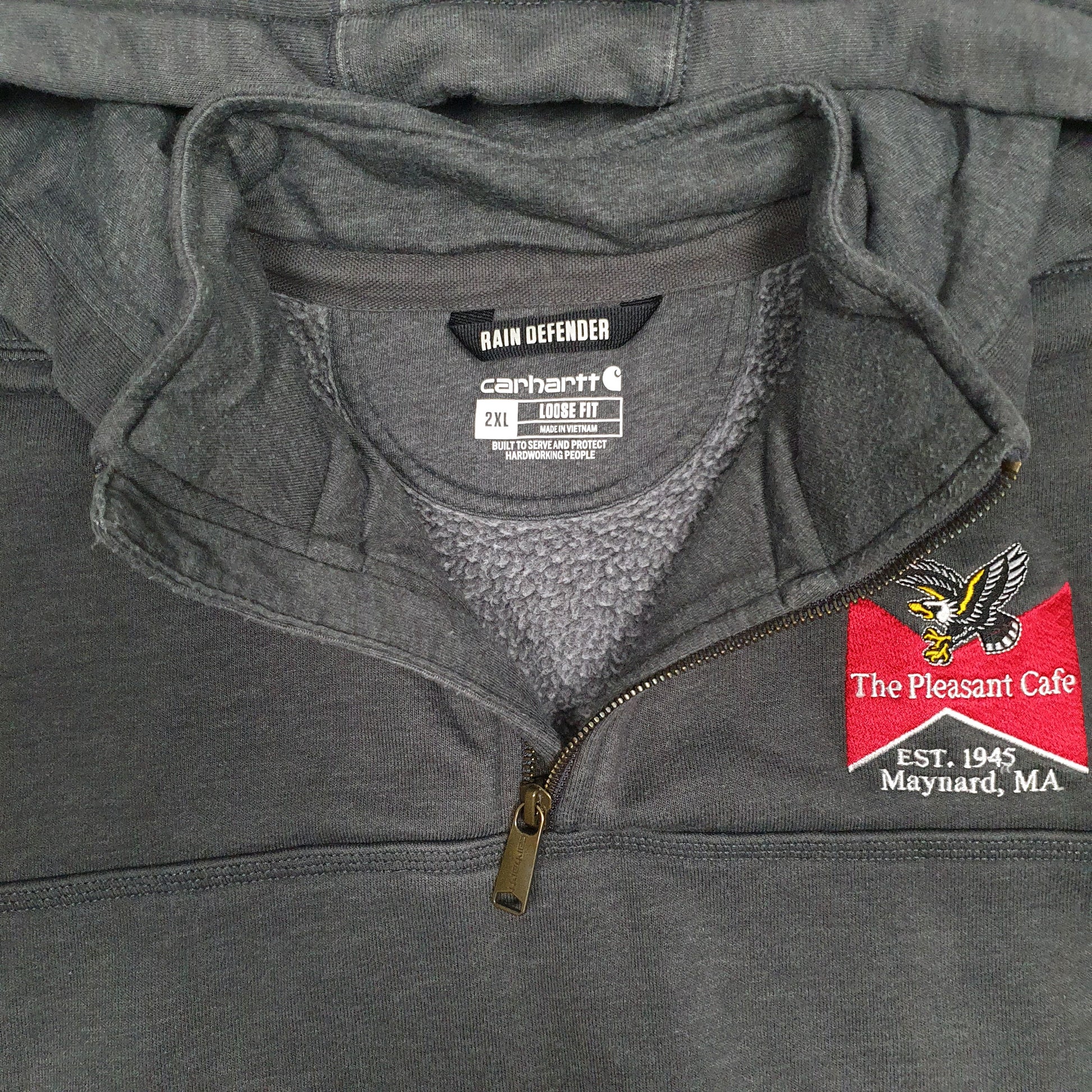 Mens Grey Carhartt Quarter Zip Hoodie Jumper