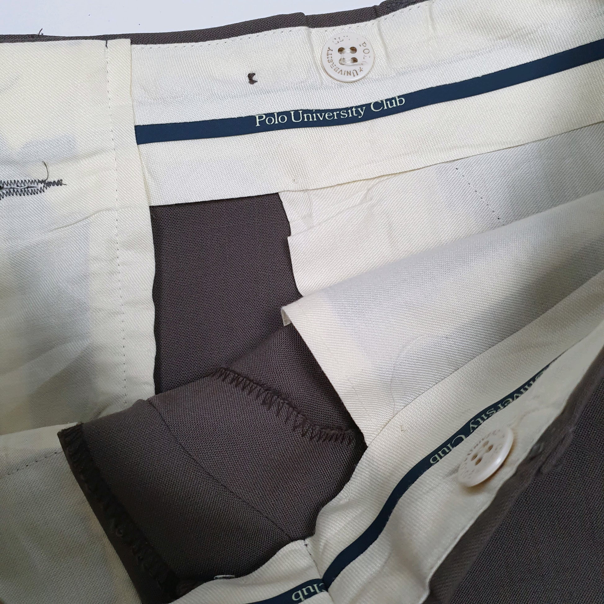 Mens Grey Polo Ralph Lauren University Club Vintage 80s Double Pleated  Trousers