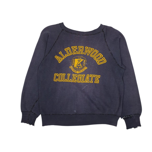 Mens Navy Unbranded Vintage 1950s 60s Alderwood Collegiate Canada Crewneck Jumper