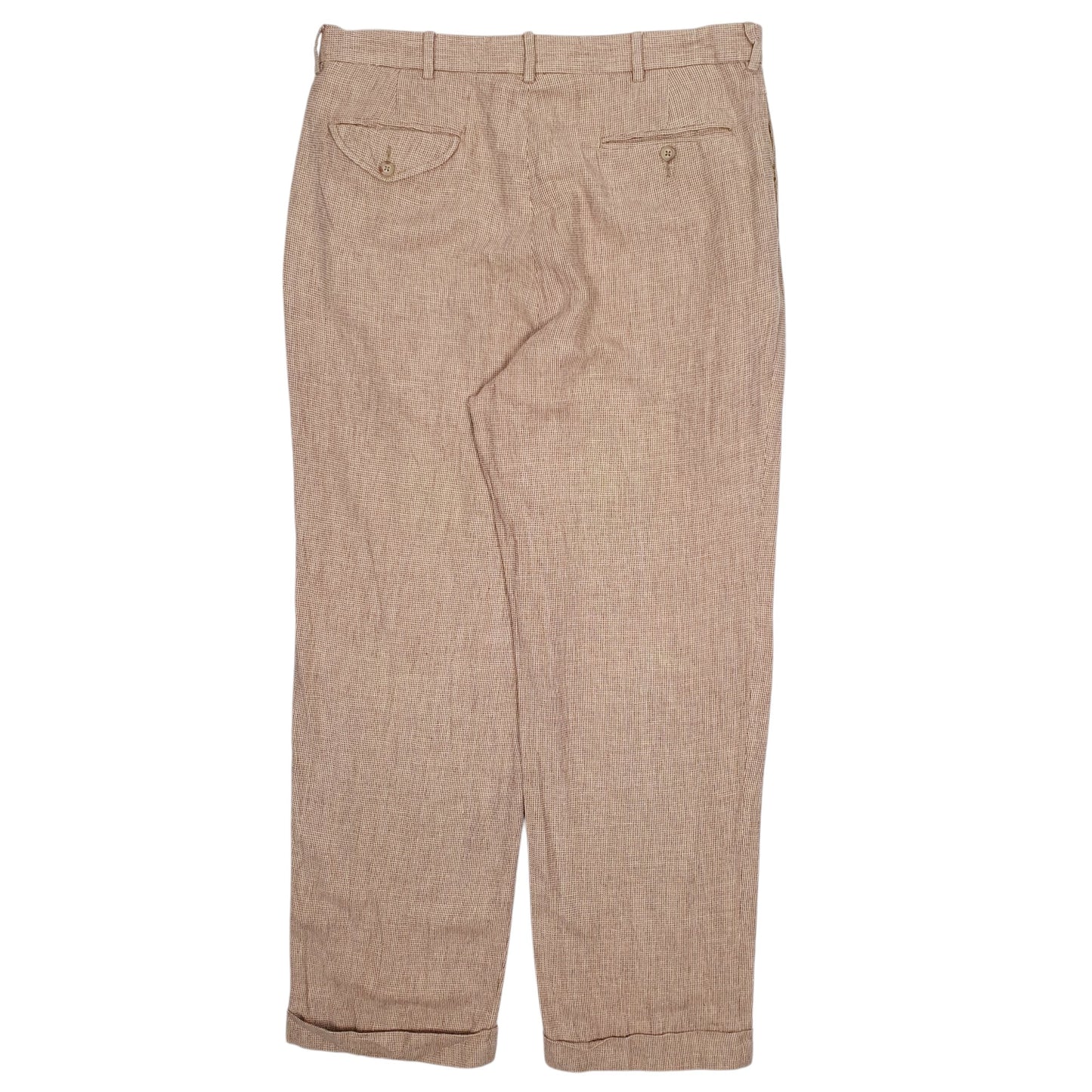 Mens Beige Polo Ralph Lauren Vintage 90s Pleated Houndstooth  Trousers