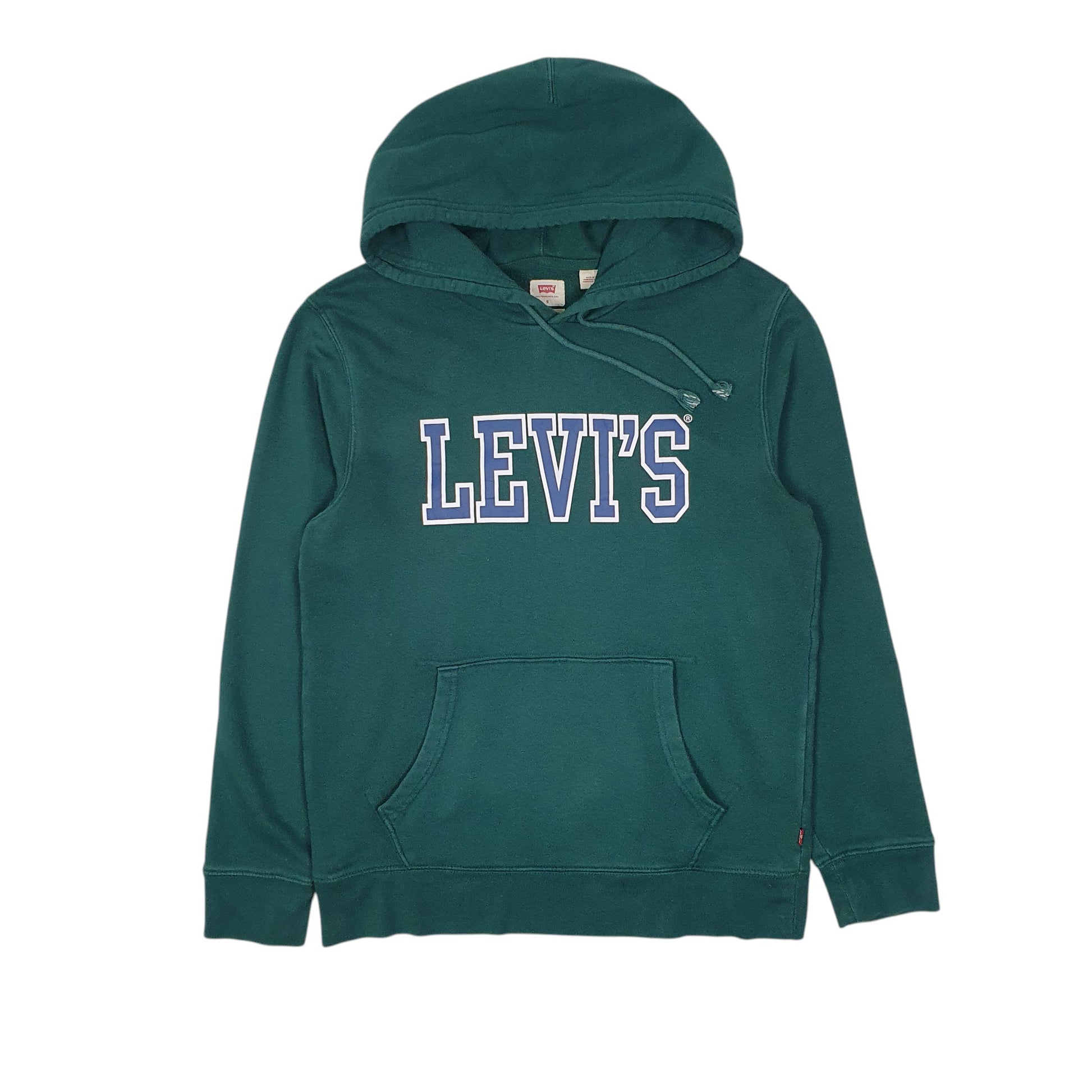 Mens Green Levis Spellout Hoodie Jumper