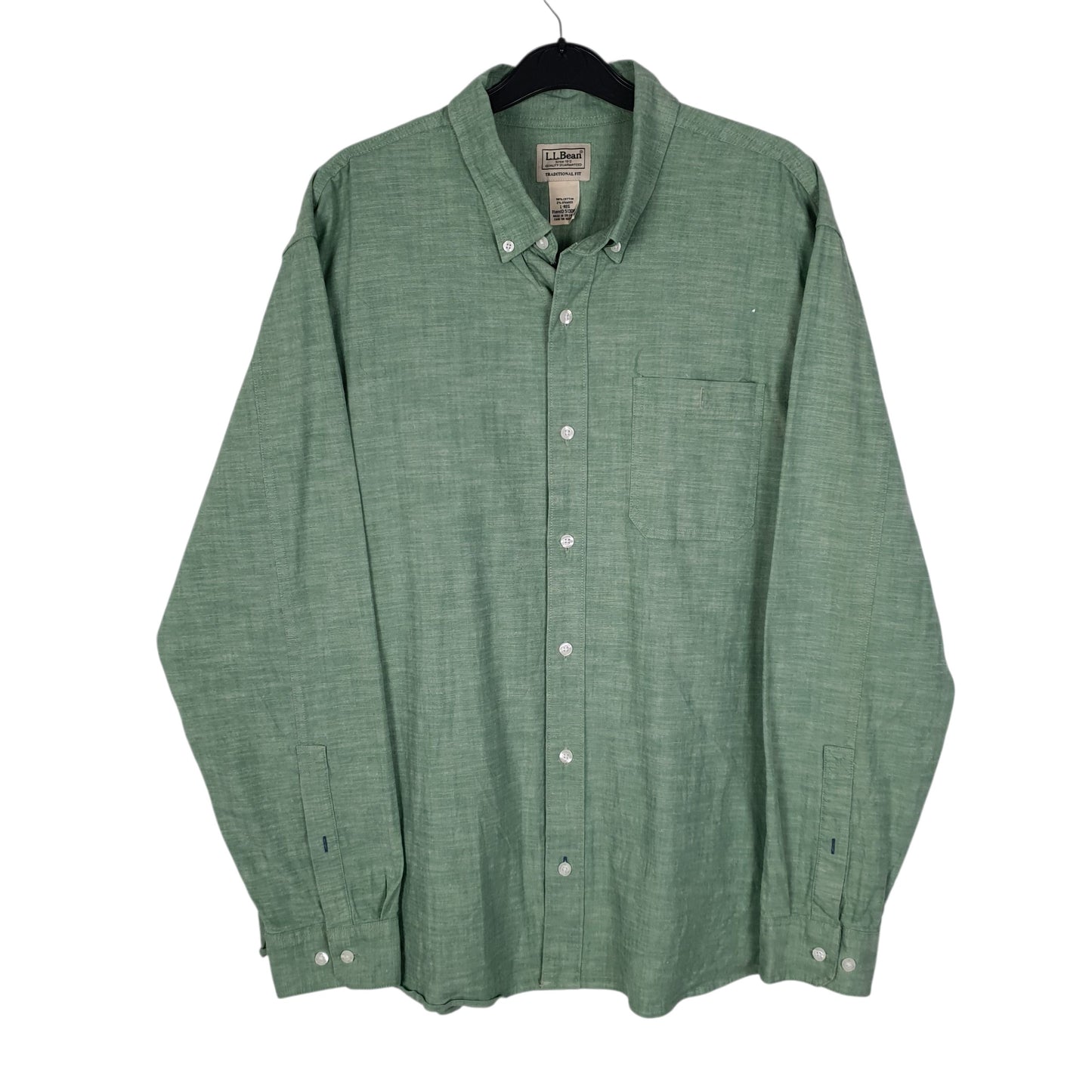 Mens Green L.L.Bean  Long Sleeve Shirt