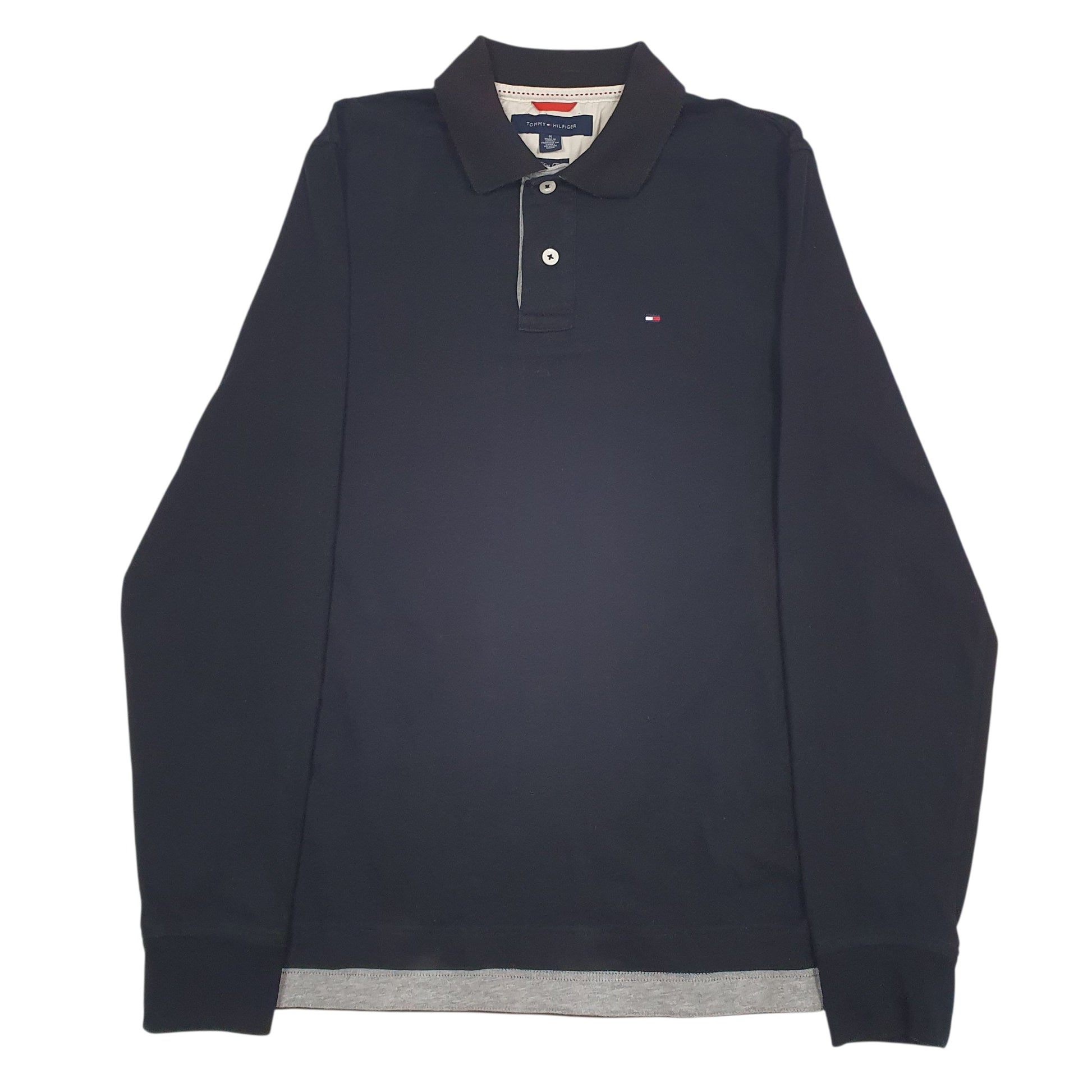Mens Black Tommy Hilfiger  Long Sleeve Polo Shirt