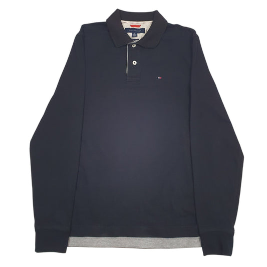 Mens Black Tommy Hilfiger  Long Sleeve Polo Shirt