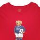 Mens Red Polo Ralph Lauren Polo Bear Football Quarter Zip T Shirt