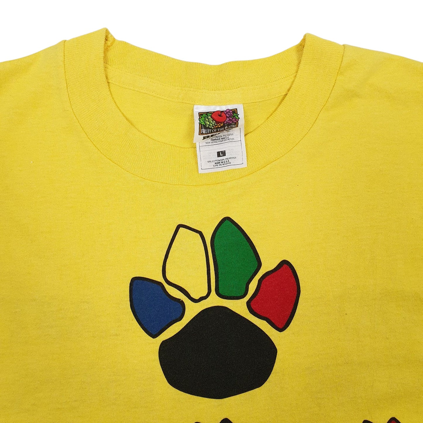Mens Yellow Fruit Of The Loom Single Stitch Vintage 90s  T Shirt