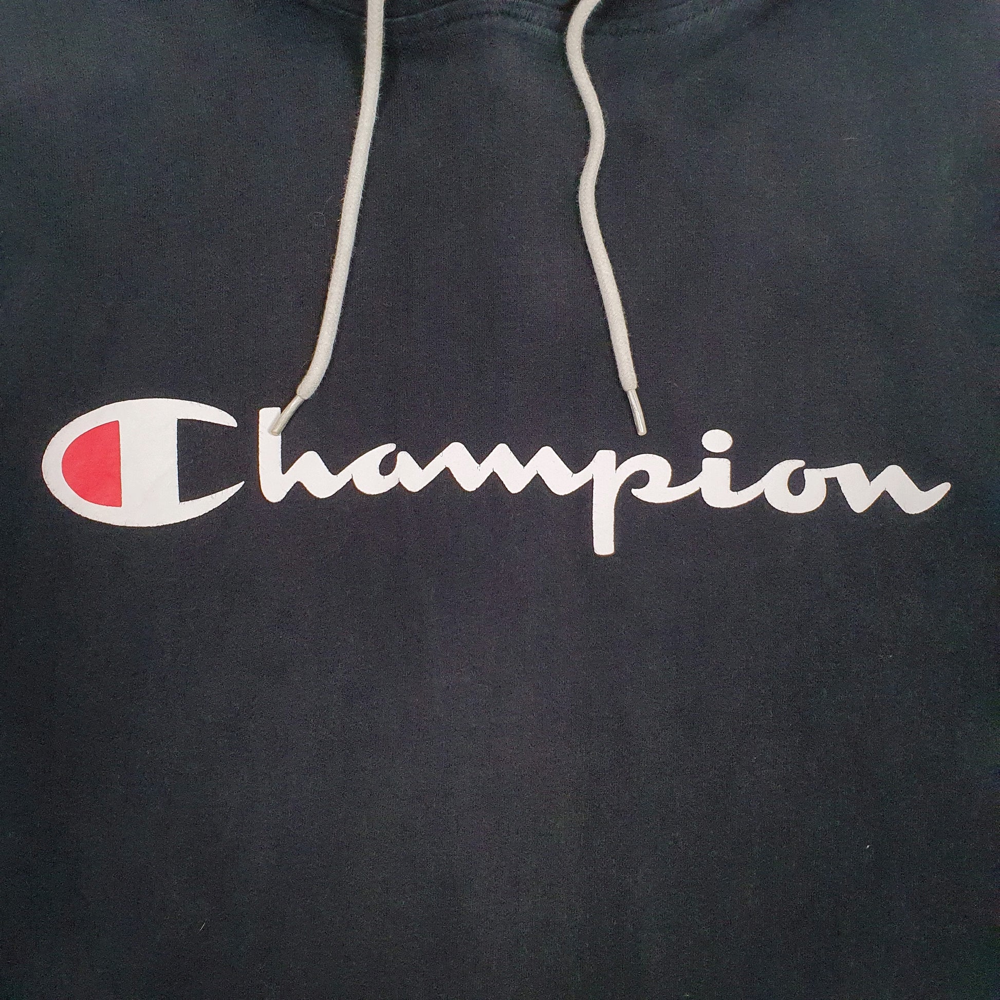 Mens Black Champion Spellout Lightweight Hoodie Jumper