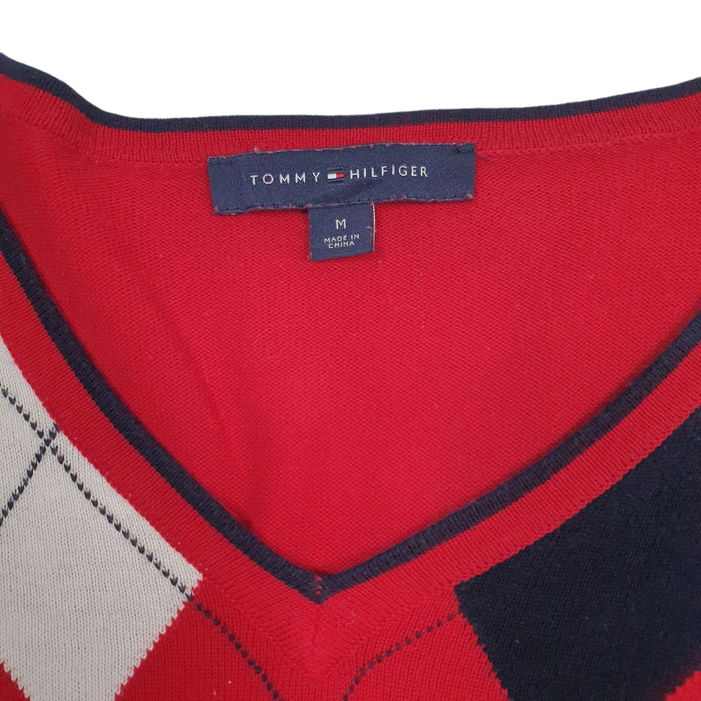 Womens Red Tommy Hilfiger  V Neck Jumper