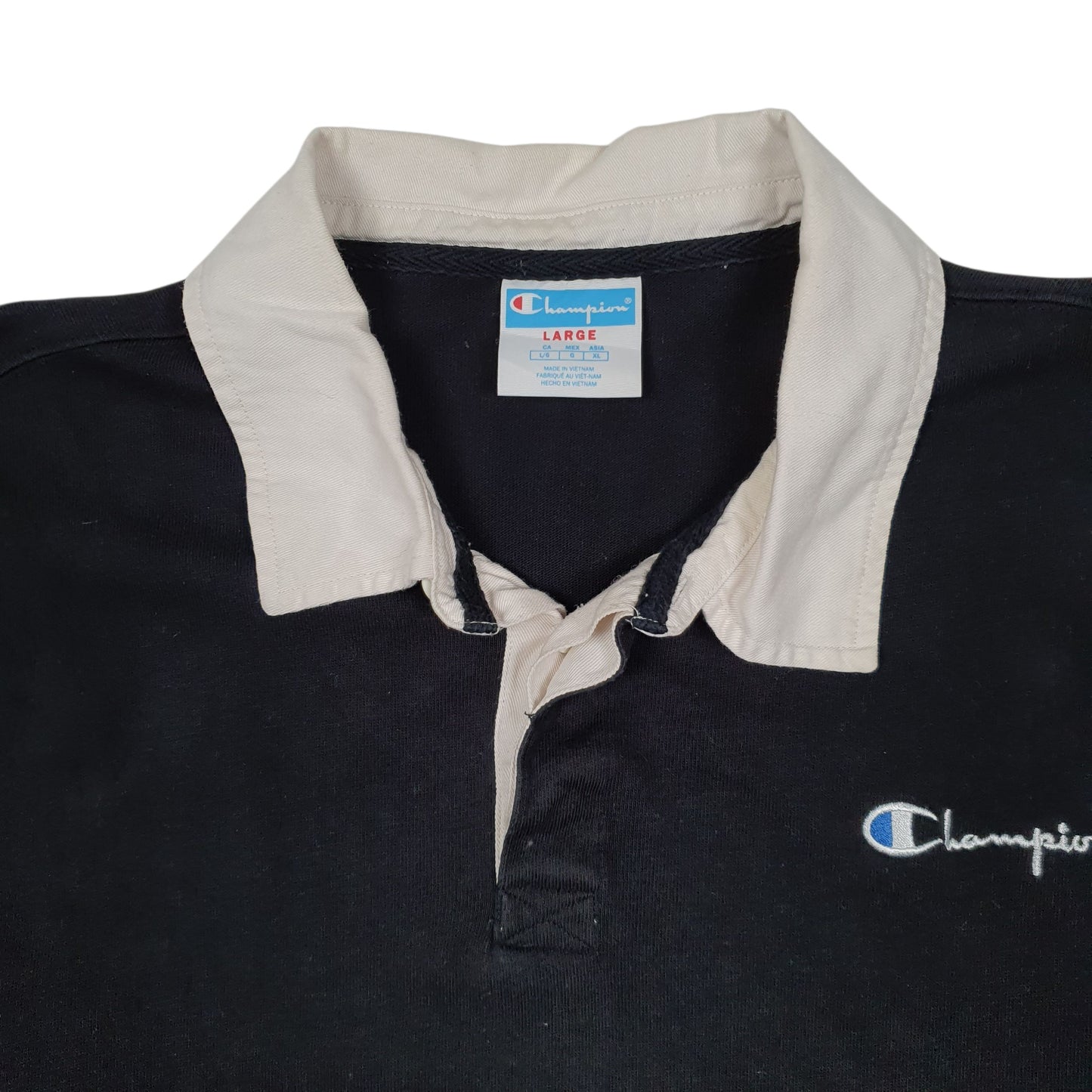 Mens Black Champion Rugby Shirt Crewneck Jumper