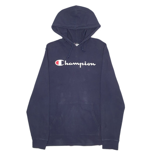 Womens Navy Champion Lightweight Spellout Hoodie Jumper