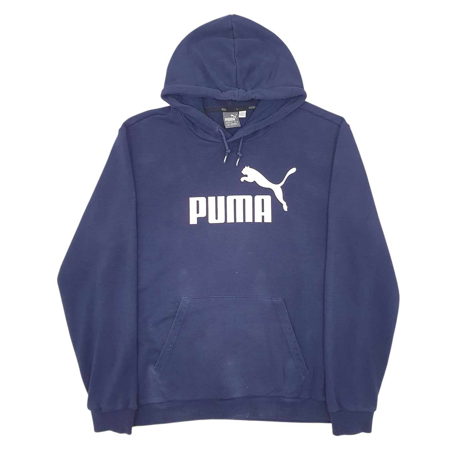 Mens Navy Puma Spellout Hoodie Jumper