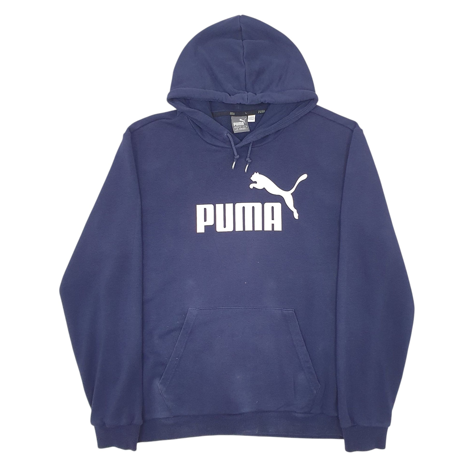 Mens Navy Puma Spellout Hoodie Jumper