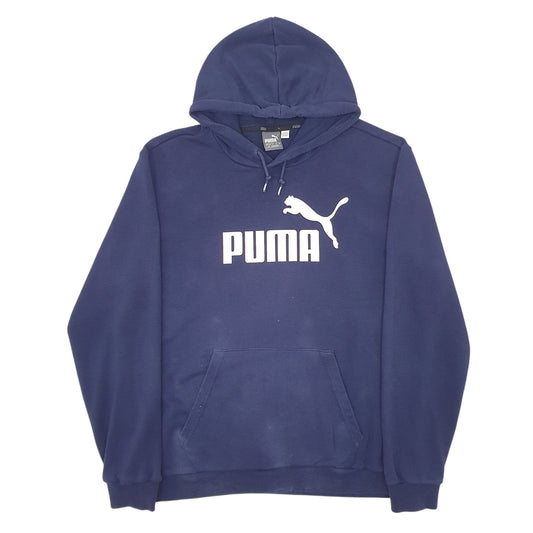 Mens Navy Puma Spellout Hoodie Jumper