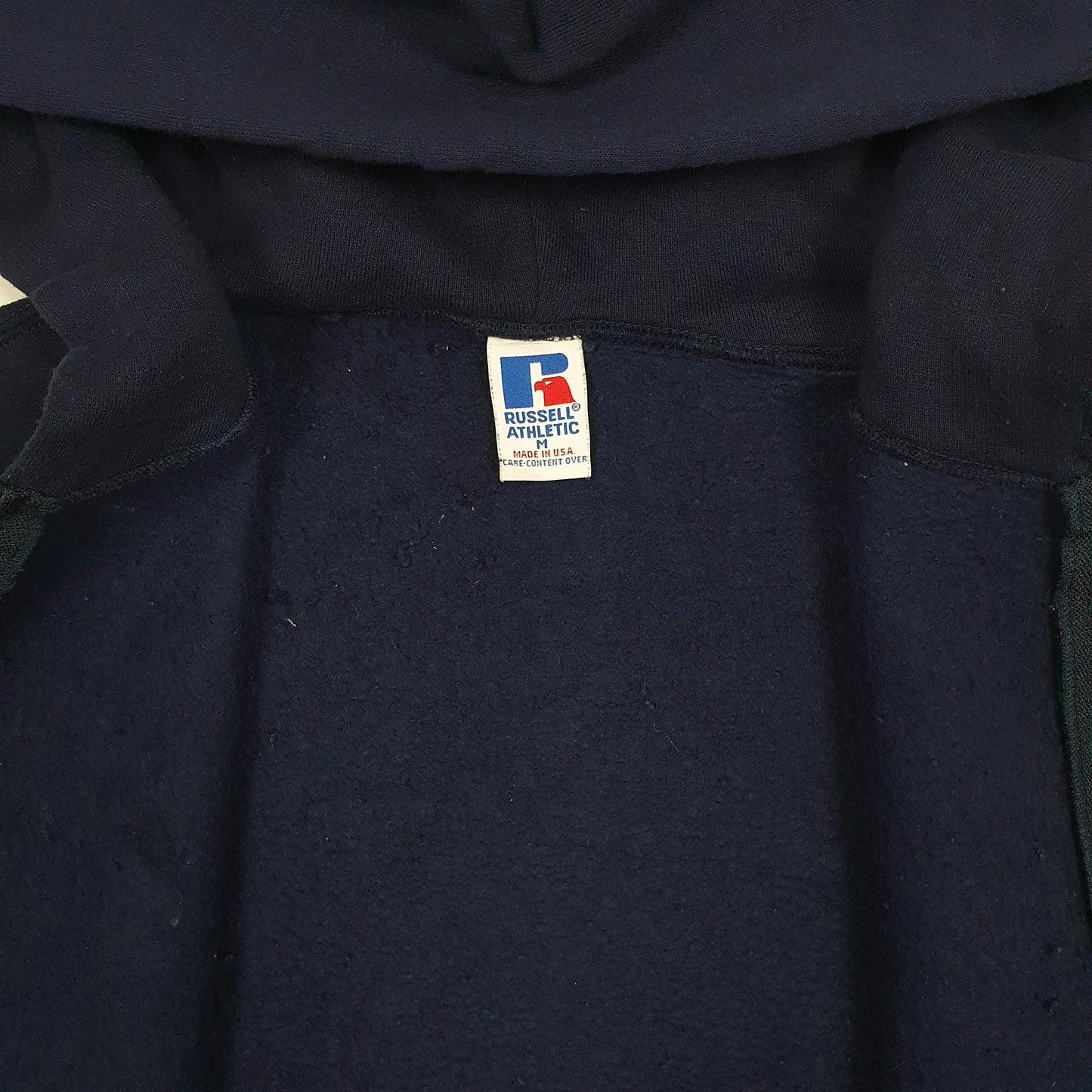 Mens Navy Russell Athletic Vintage 90s Made In USA Michigan University Hoodie Full Zip Jumper