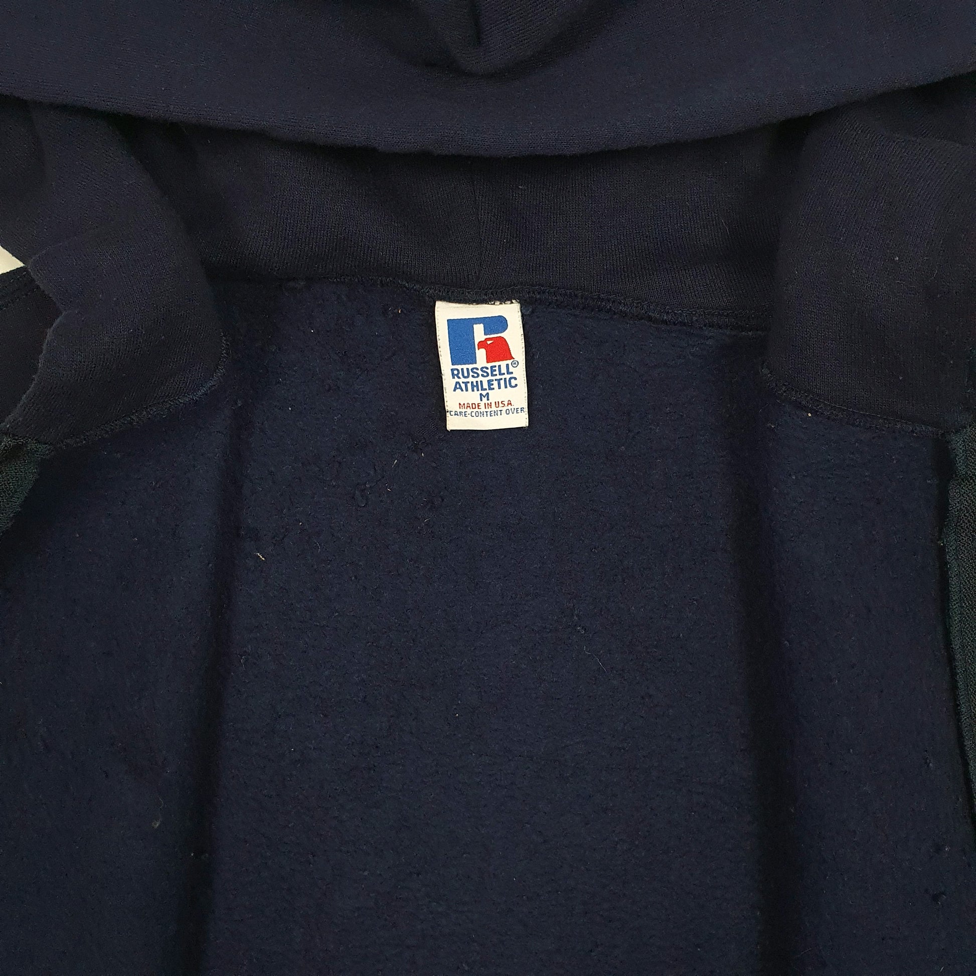 Mens Navy Russell Athletic Vintage 90s Made In USA Michigan University Hoodie Full Zip Jumper