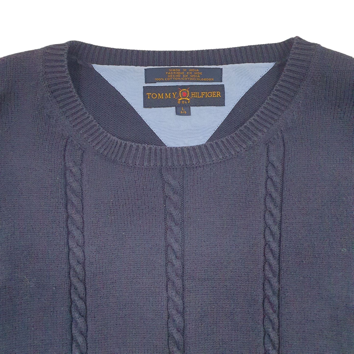Mens Navy Tommy Hilfiger Golf Cable Knit Crewneck Jumper
