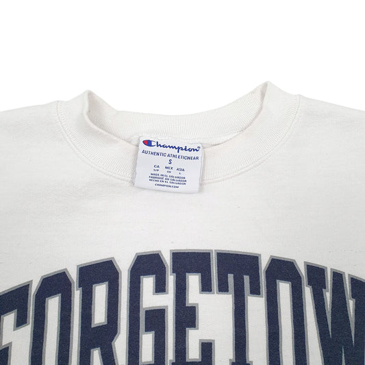 Womens White Champion Croptop Georgetown Crewneck Jumper