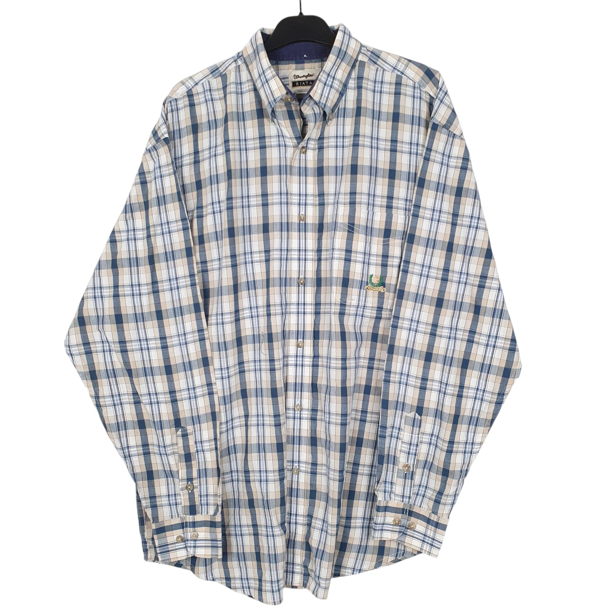 Mens Blue Wrangler Riata Long Sleeve Shirt