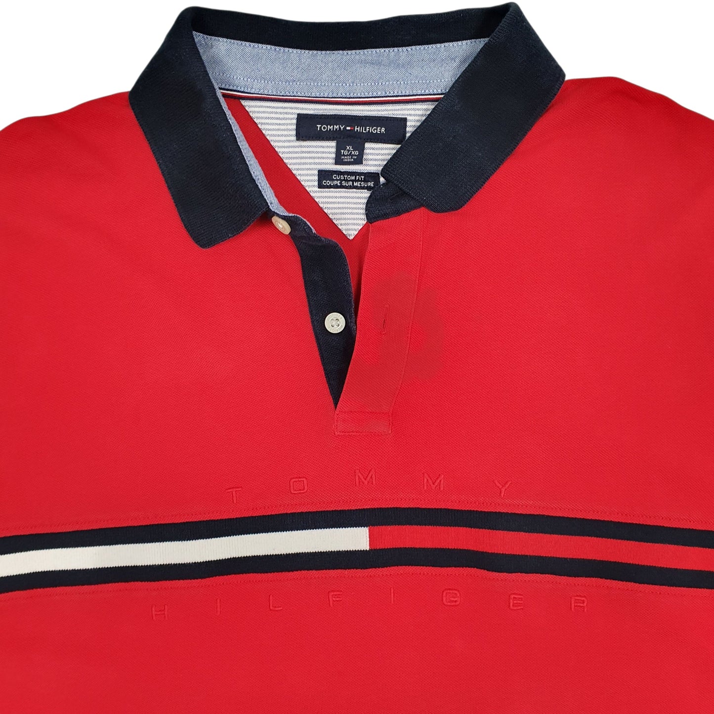 Mens Red Tommy Hilfiger  Crewneck Polo Shirt