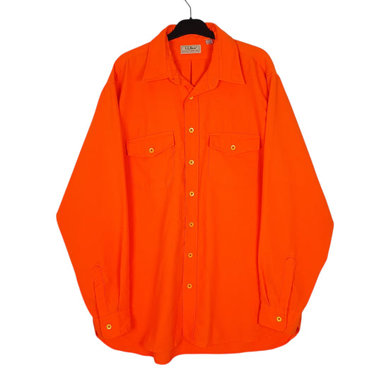 Mens Orange L.L.Bean Allagash Flannel Hunting Long Sleeve Shirt