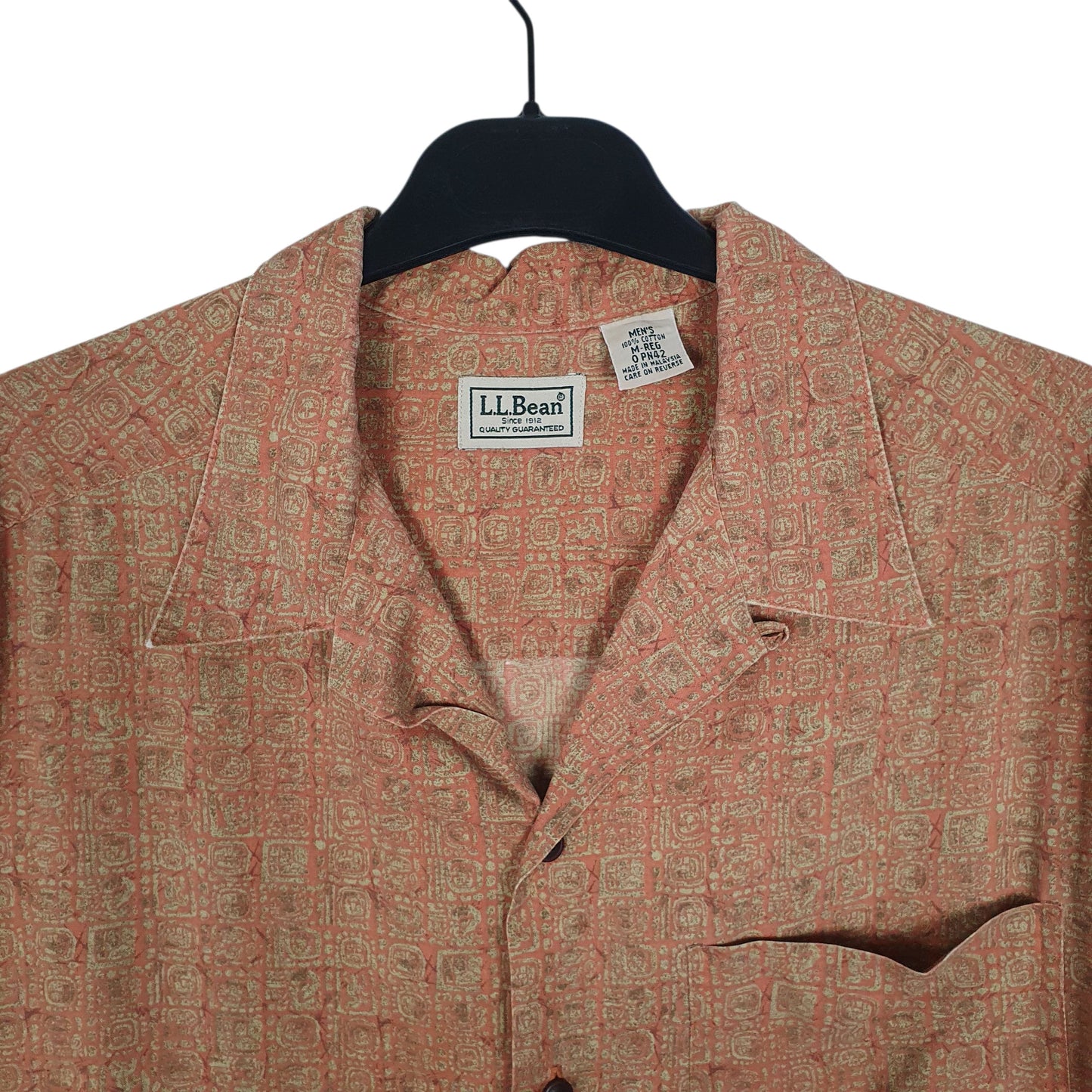 Mens Tan L.L.Bean Aztec Loose Fit  Shirt