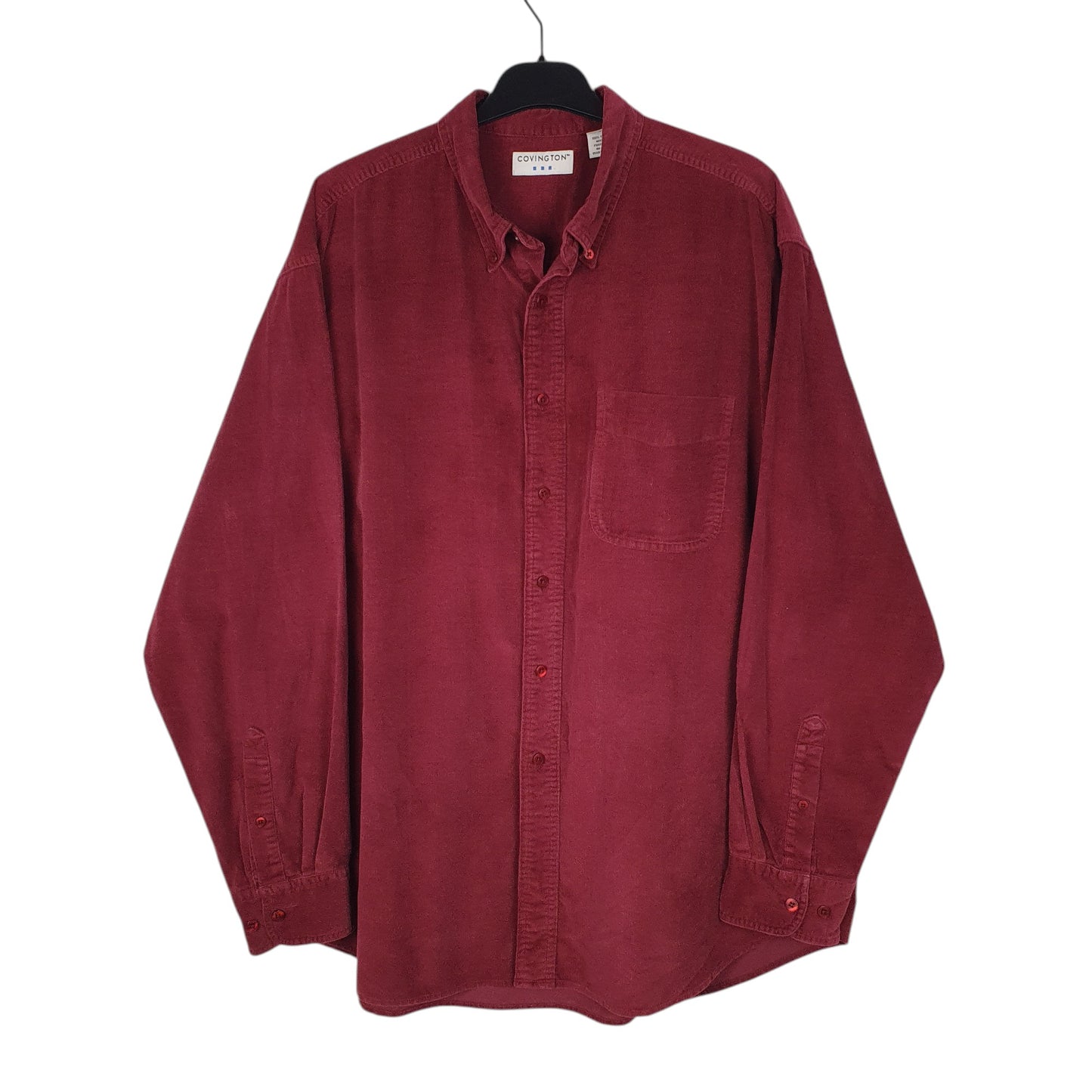 Mens Burgundy Covington Corduroy Long Sleeve Shirt