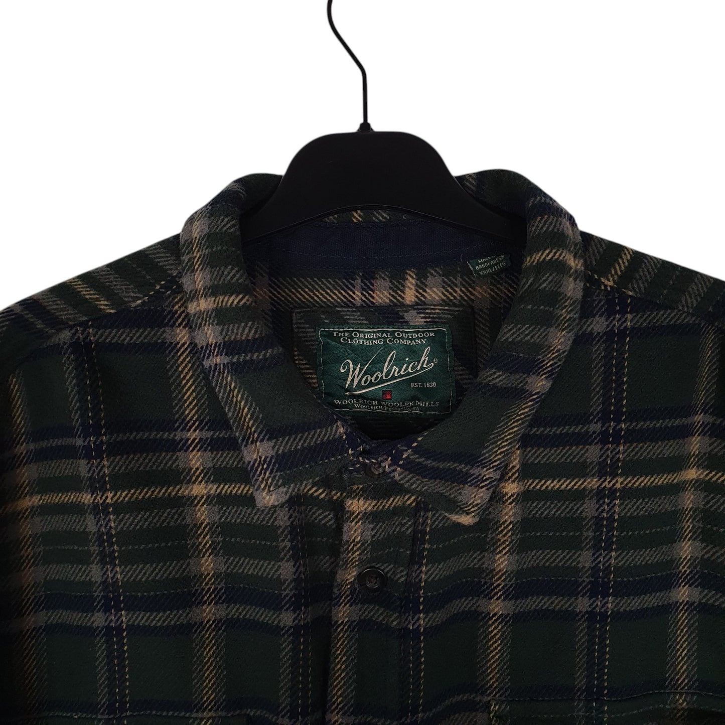 Mens Green Woolrich Thick Flannel Plaid  Shirt