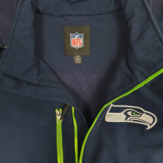 Mens Navy NFL Seattle Seahawks Windbreaker Hoodie Coat