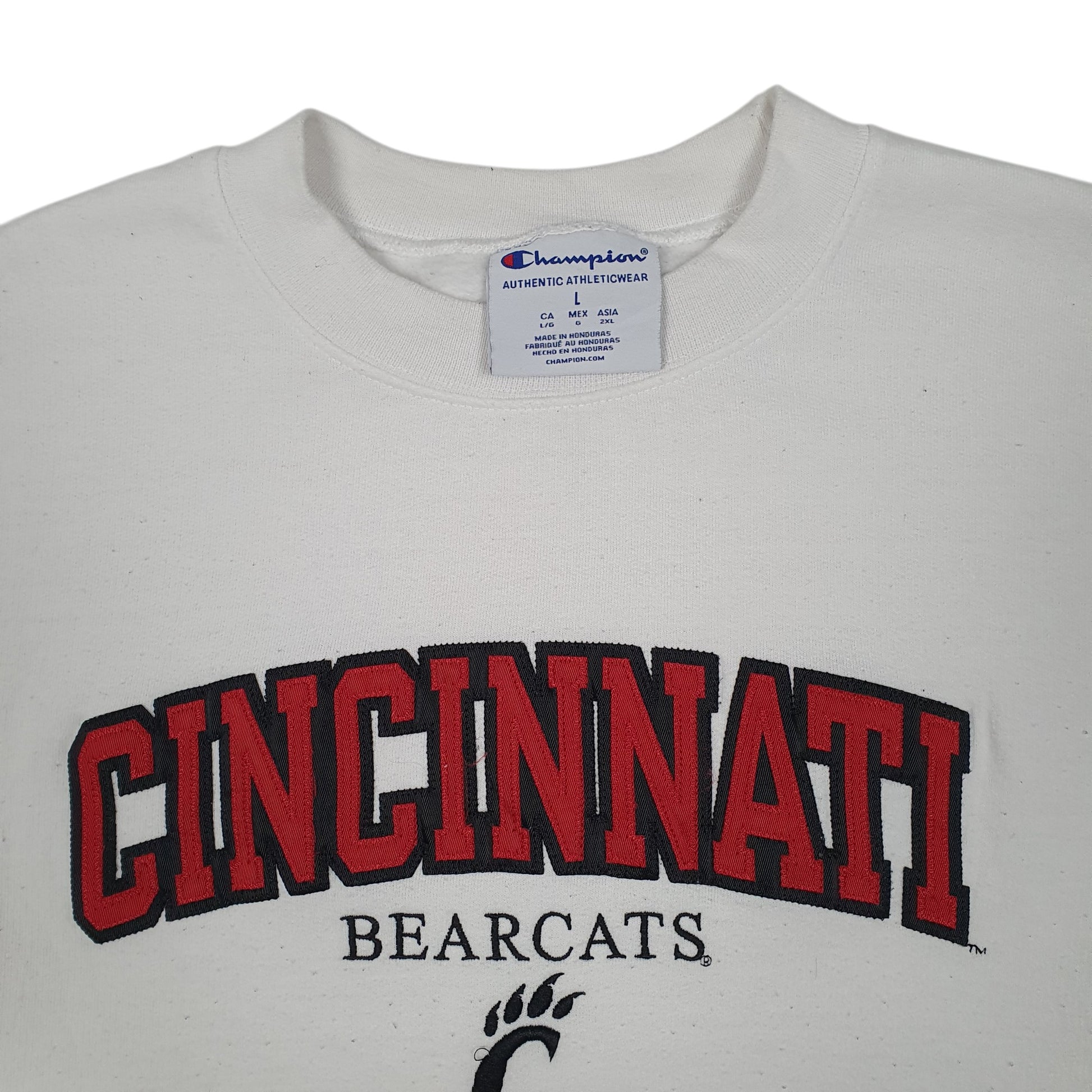 Mens White Champion Cincinnati Bearcats Crewneck Jumper