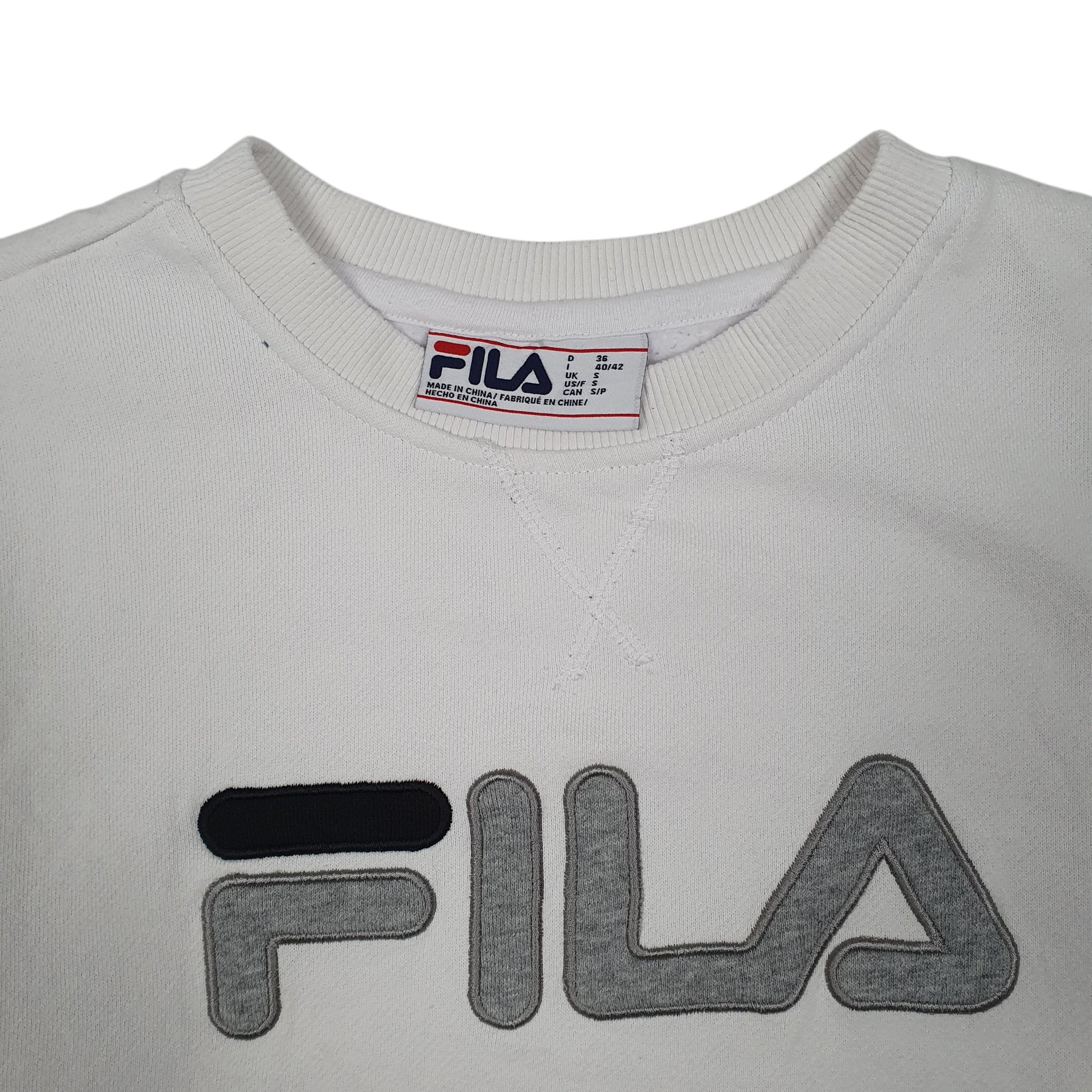 Womens White Fila  Crewneck Jumper