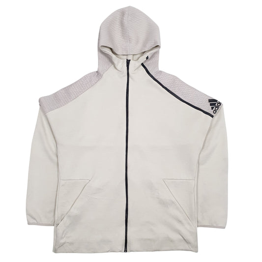 Mens Beige Adidas Climalite Full Zip Jumper