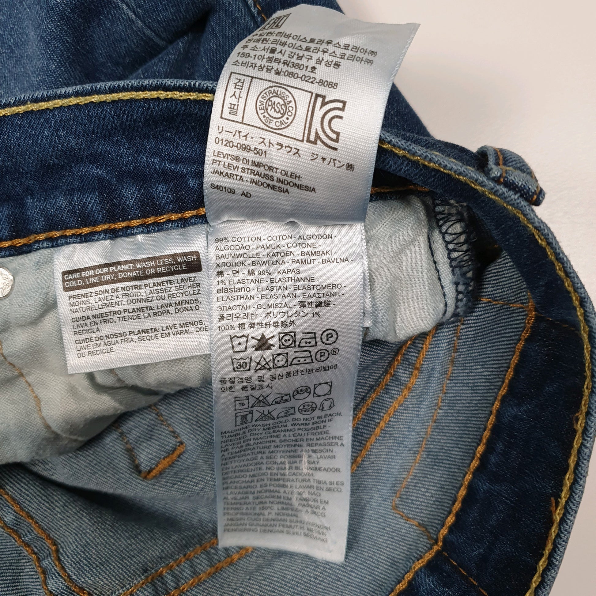 Mens Blue Levis  Full Zip Jeans