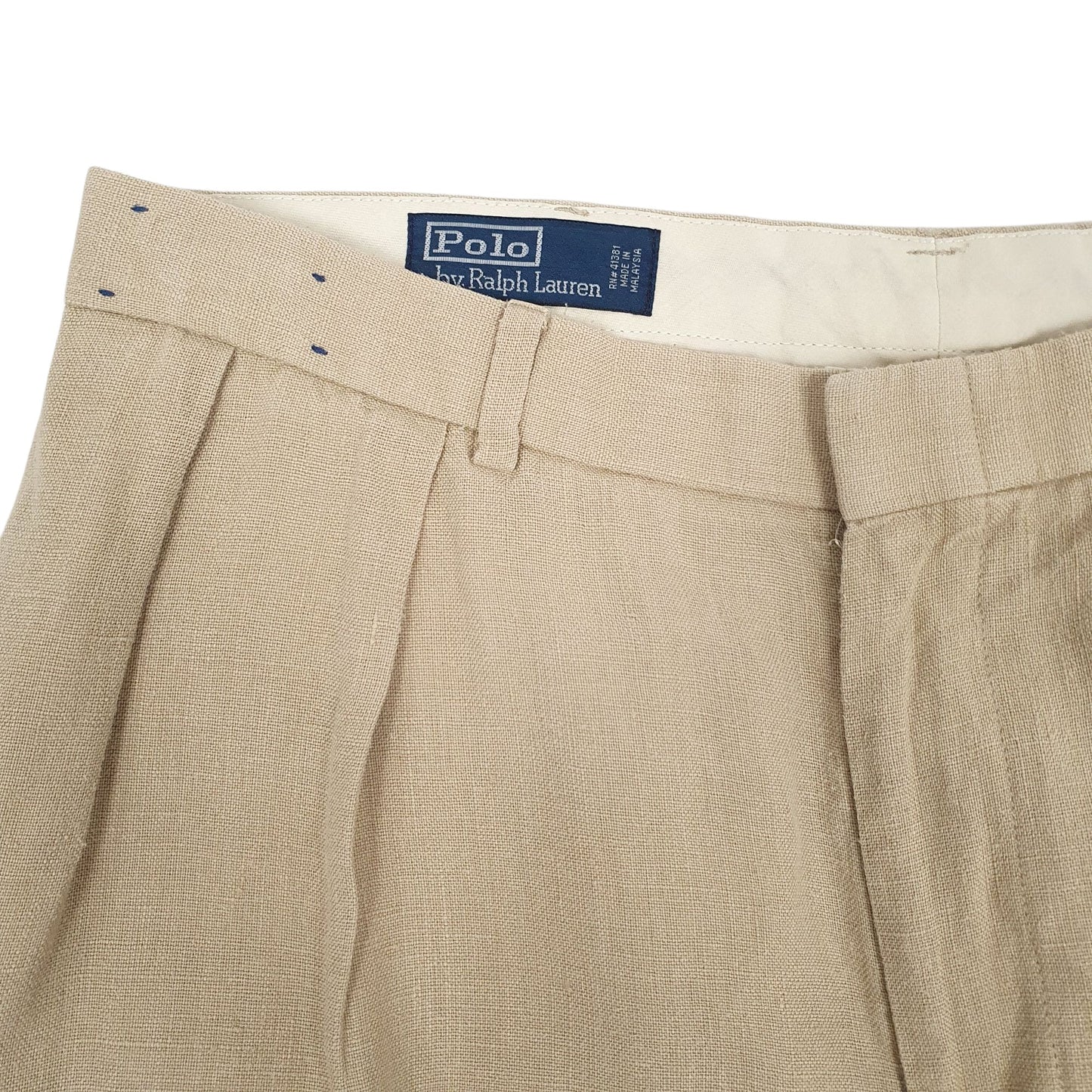 Mens Beige Polo Ralph Lauren Pleated  Trousers