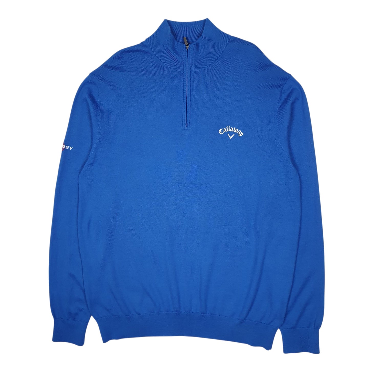 Mens Blue Calloway Odyssey Merino Quarter Zip Jumper