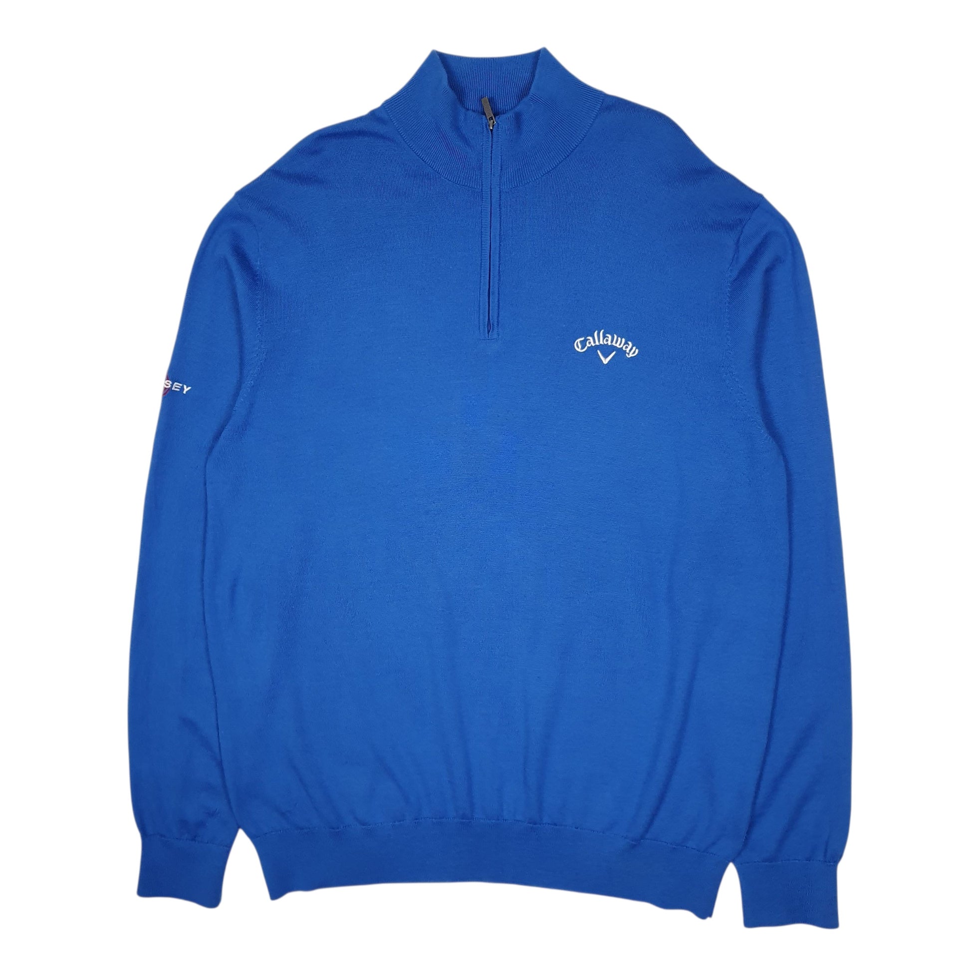Mens Blue Calloway Odyssey Merino Quarter Zip Jumper