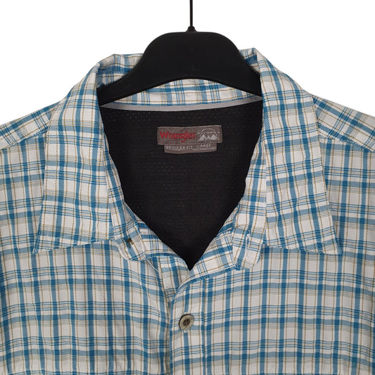 Mens Blue Wrangler Outdoors Hiking  Shirt
