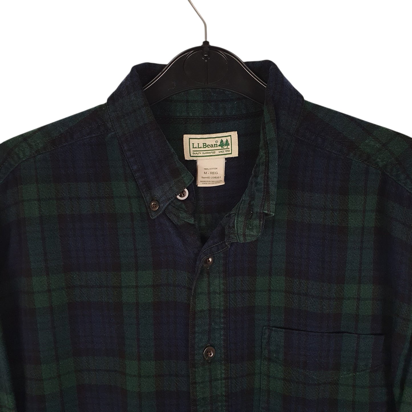 Mens Navy L.L.Bean Thick Flannel Plaid  Shirt