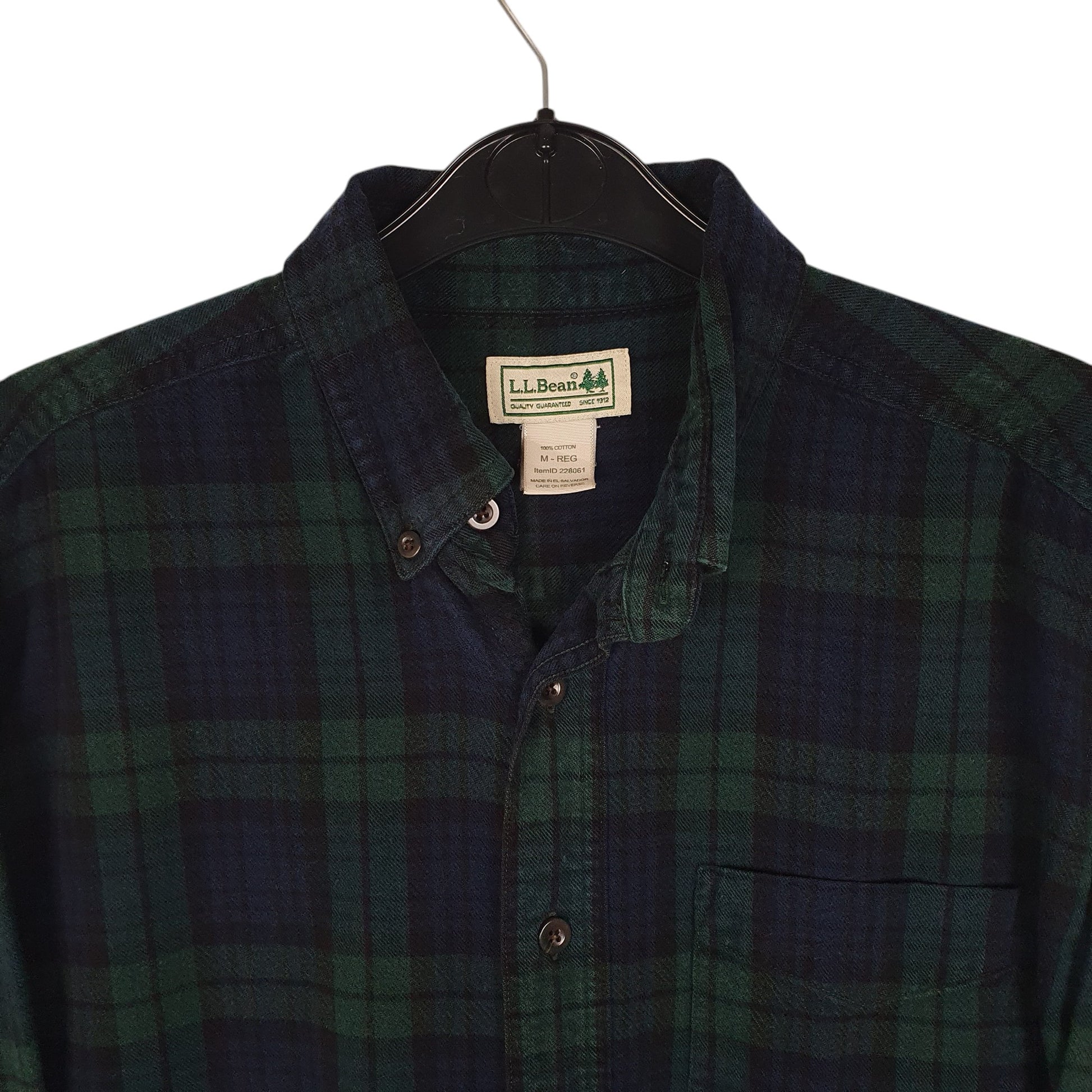 Mens Navy L.L.Bean Thick Flannel Plaid  Shirt