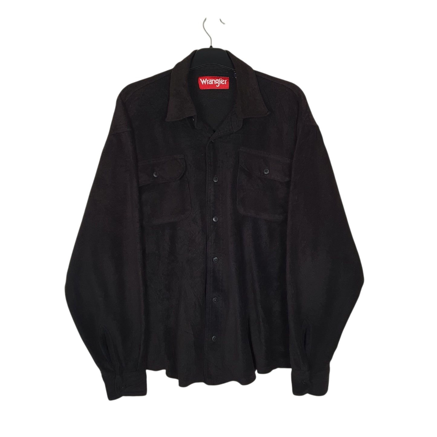 Mens Black Wrangler Fleece Shacket Long Sleeve Shirt