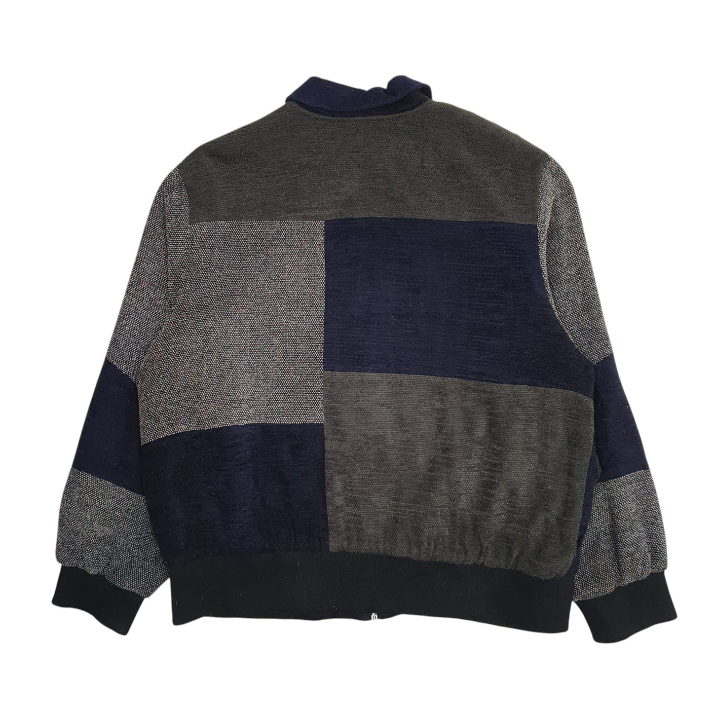 Mens Navy Graff Vintage 90s Patchwork Bomber Full Zip Coat