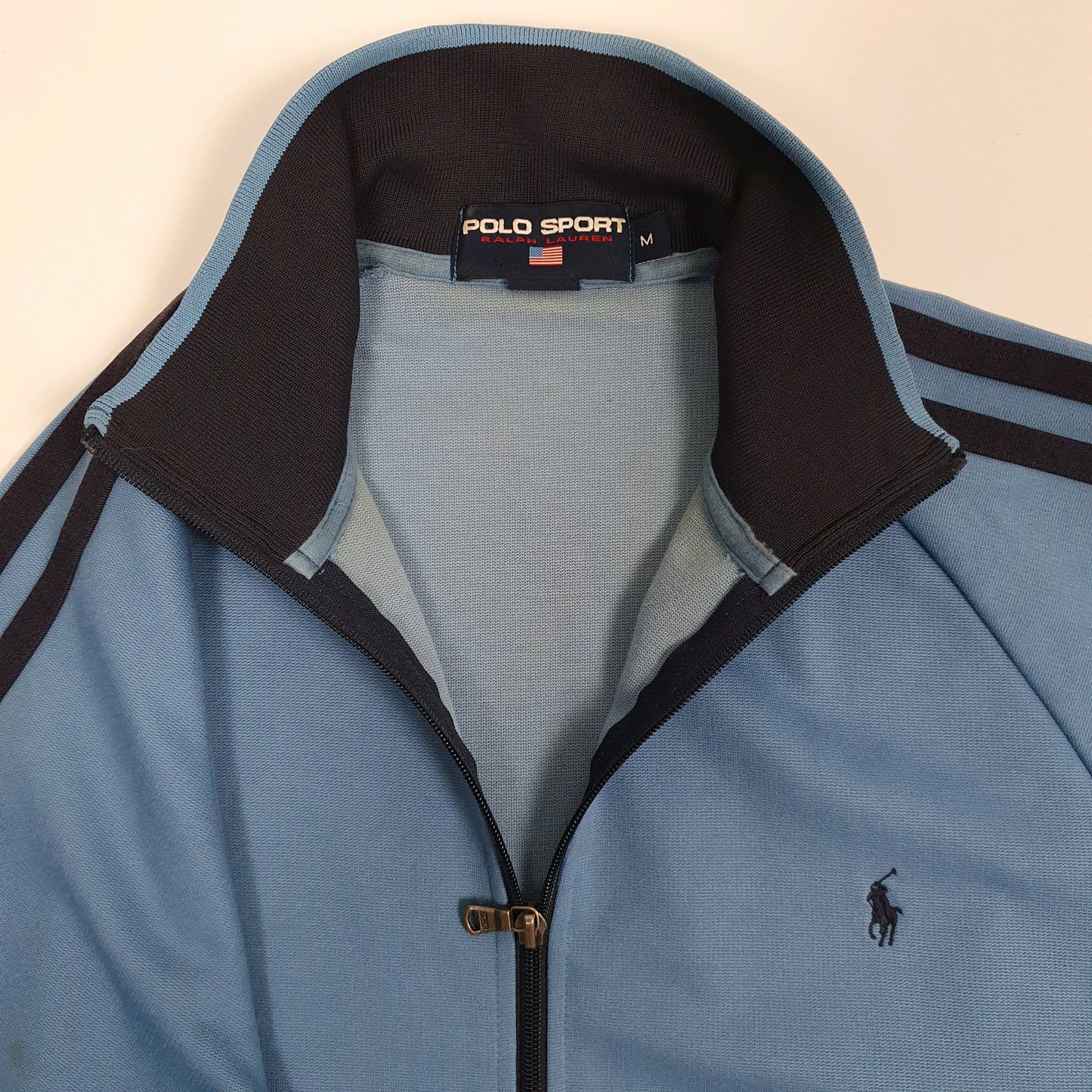 Mens Blue Polo Ralph Lauren Vintage 90s Polo Sport Tracksuit Full Zip Jumper