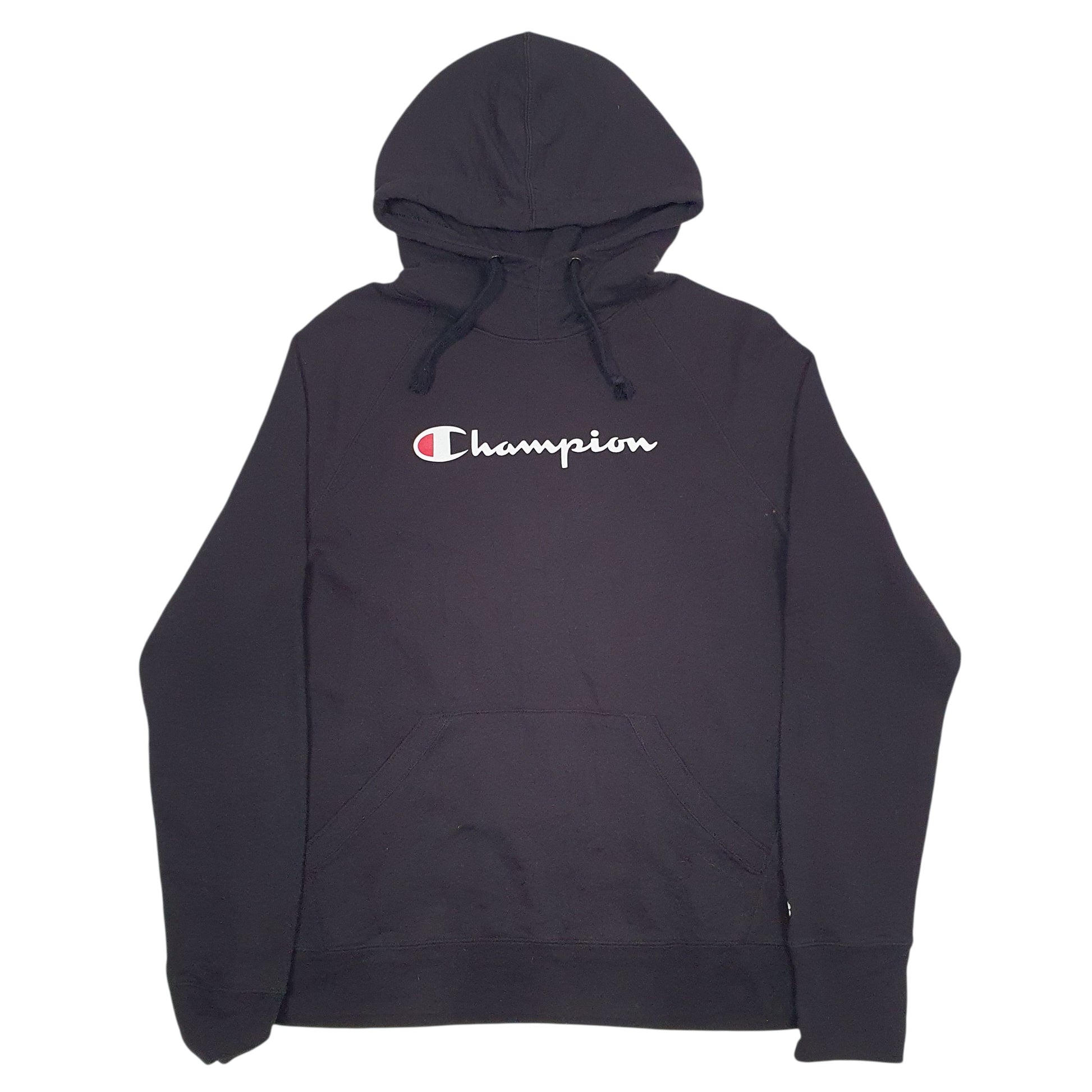 Mens Black Champion Spellout Hoodie Jumper